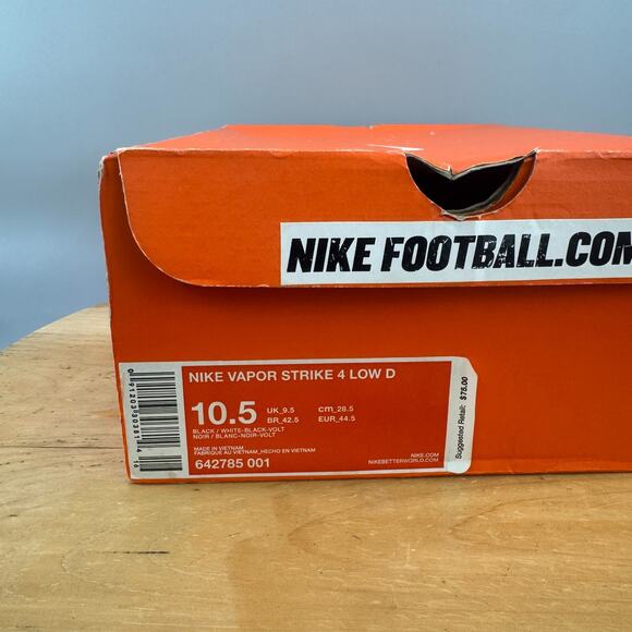 Nike Vapor Strike 4Low D Mens Size 10.5 Football Cleats 642785-001 Carbon Fly - Picture 8 of 8